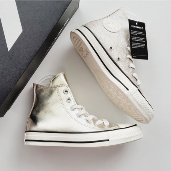 Converse Shoes - Converse Chuck Taylor All Star Hi Metallic Light Gold Egret Black Women's 5